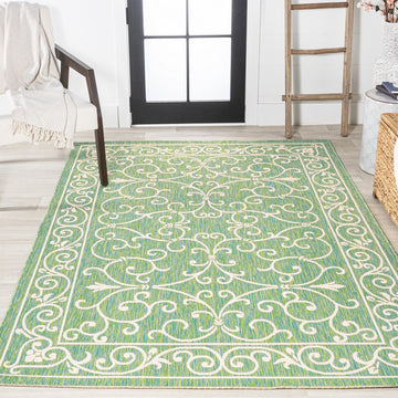 Charleston Vintage Filigree Textured Weave Indoor/outdoor Area Rug